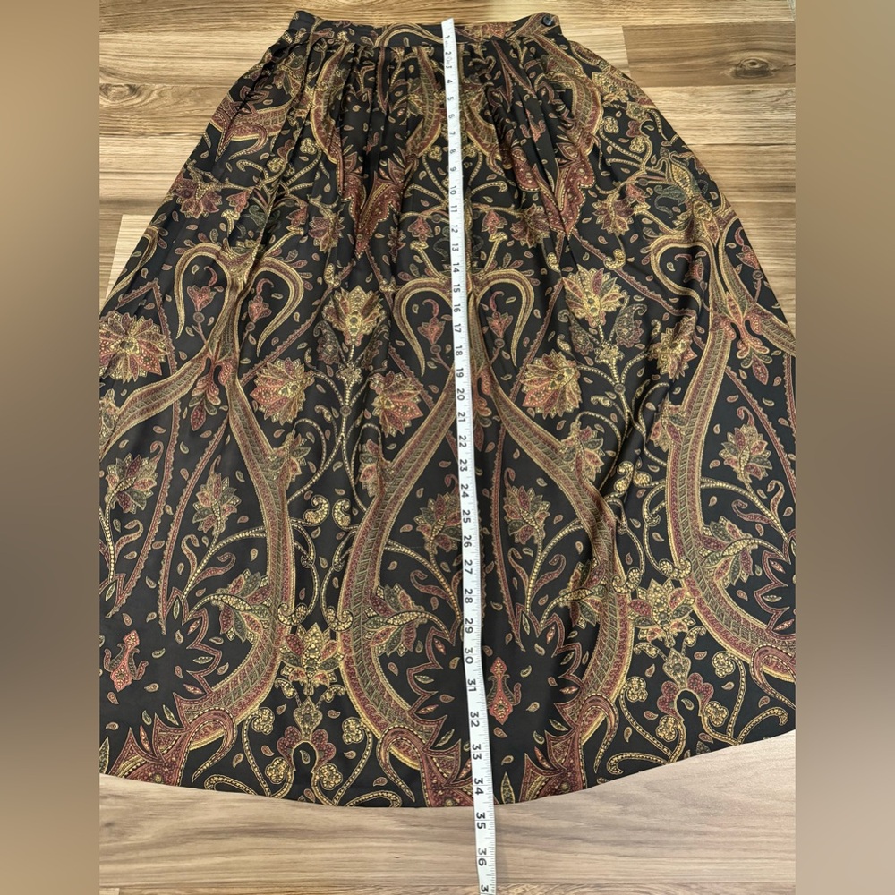 Ralph Lauren 100% Silk Paisley Vintage Purple Label Pockets Pull On Maxi Skirt 8 - Picture 11 of 13